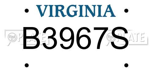 B3967S Virginia License Plate