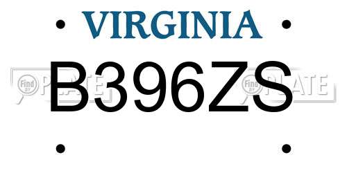 B396ZS Virginia License Plate