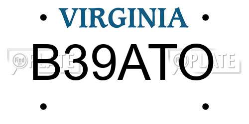 B39ATO Virginia License Plate