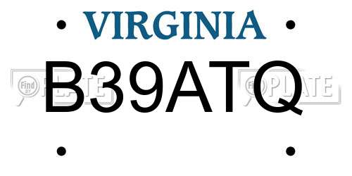 B39ATQ Virginia License Plate