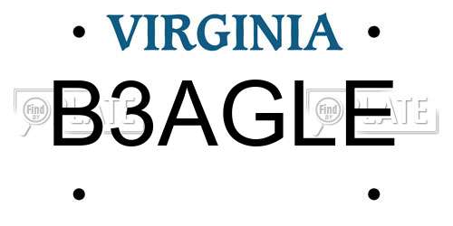B3AGLE Virginia License Plate