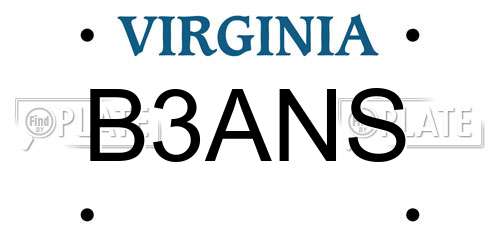 B3ANS Virginia License Plate