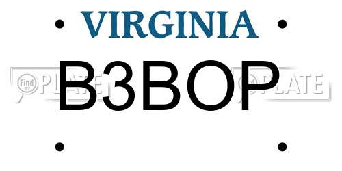 B3BOP Virginia License Plate