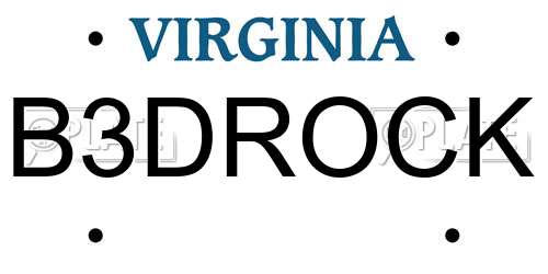 B3DROCK Virginia License Plate