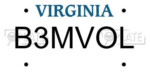 B3MVOL Virginia License Plate