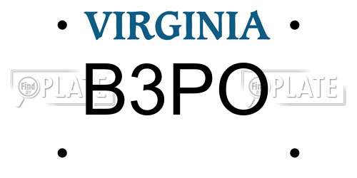 B3PO Virginia License Plate