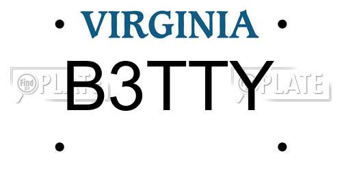 B3TTY Virginia License Plate