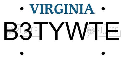 B3TYWTE Virginia License Plate