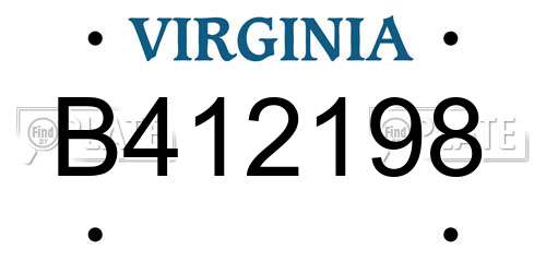 B412198 Virginia License Plate