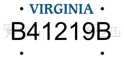 B41219B Virginia License Plate