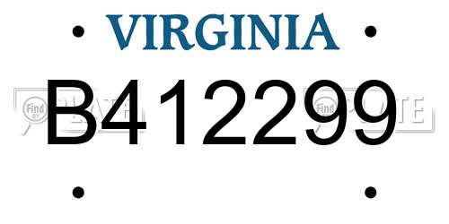 B412299 Virginia License Plate