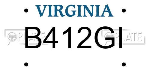 B412GI Virginia License Plate