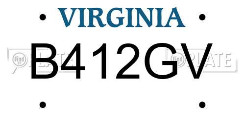 B412GV Virginia License Plate