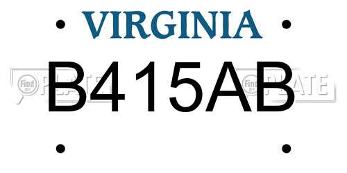 B415AB Virginia License Plate