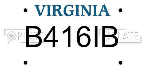 B416IB Virginia License Plate