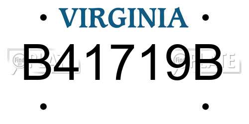 B41719B Virginia License Plate