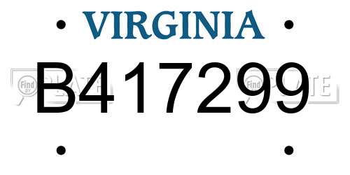 B417299 Virginia License Plate