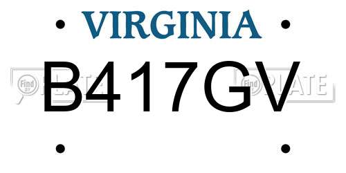 B417GV Virginia License Plate