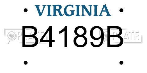 B4189B Virginia License Plate