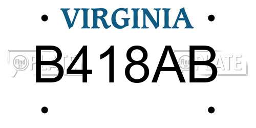 B418AB Virginia License Plate