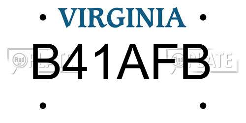 B41AFB Virginia License Plate