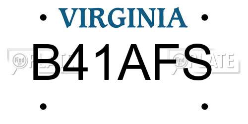 B41AFS Virginia License Plate