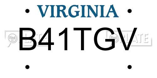 B41TGV Virginia License Plate