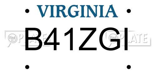 B41ZGI Virginia License Plate