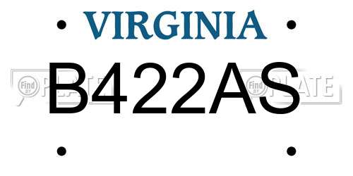 B422AS Virginia License Plate