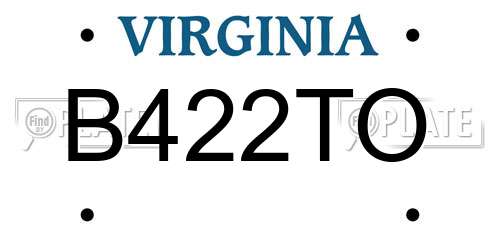 B422TO Virginia License Plate