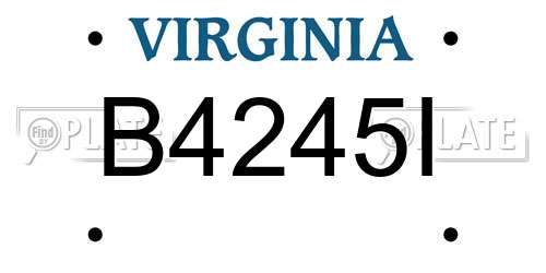 B4245I Virginia License Plate