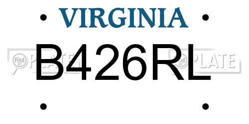 B426RL Virginia License Plate