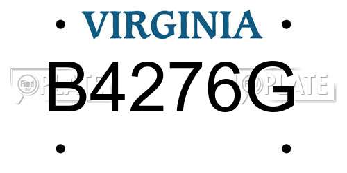 B4276G Virginia License Plate
