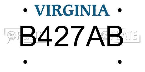 B427AB Virginia License Plate