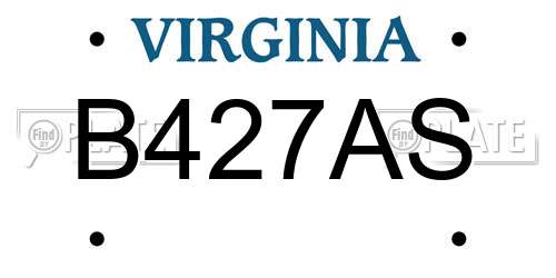 B427AS Virginia License Plate
