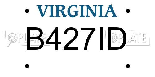 B427ID Virginia License Plate