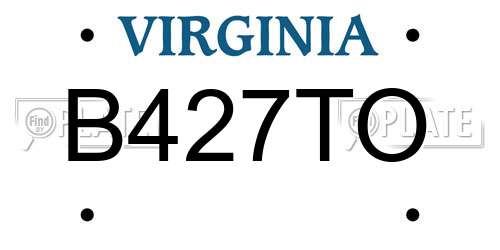 B427TO Virginia License Plate