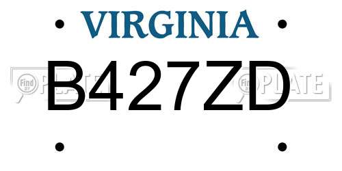 B427ZD Virginia License Plate
