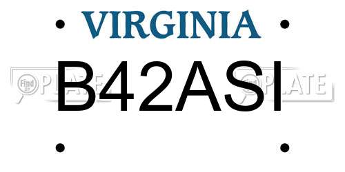 B42ASI Virginia License Plate