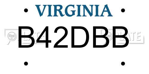 B42DBB Virginia License Plate