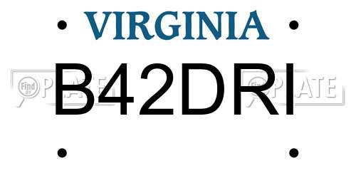 B42DRI Virginia License Plate