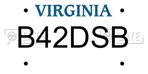 B42DSB Virginia License Plate