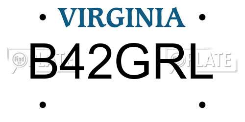 B42GRL Virginia License Plate