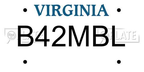 B42MBL Virginia License Plate