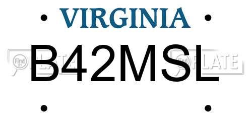 B42MSL Virginia License Plate