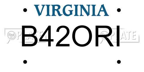 B42ORI Virginia License Plate