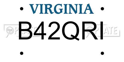B42QRI Virginia License Plate