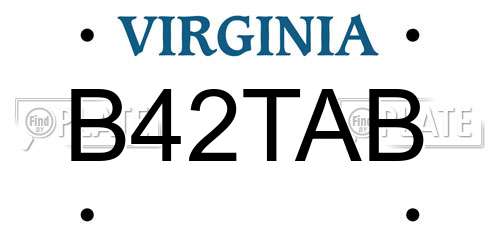 B42TAB Virginia License Plate
