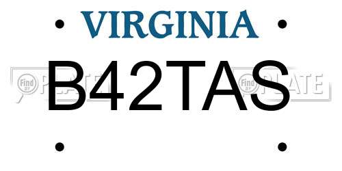 B42TAS Virginia License Plate
