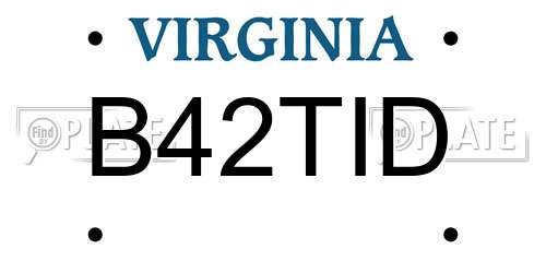 B42TID Virginia License Plate